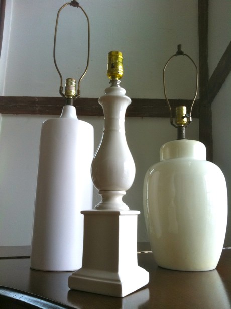 Trio of white ceramic lamps